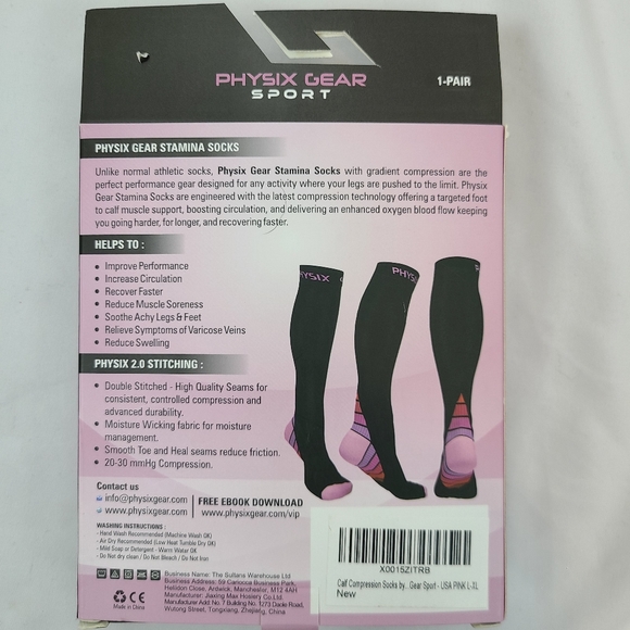 Physix Gear Sport Compression Socks For Men and Women, size L/XL - Picture 2 of 4